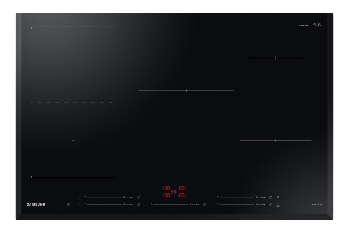 Samsung Piano Cottura a Induzione 80 cm NZ85C5047KK Slim Fit in Vetroceramica Nero con WiFi e 5 Zone Cottura