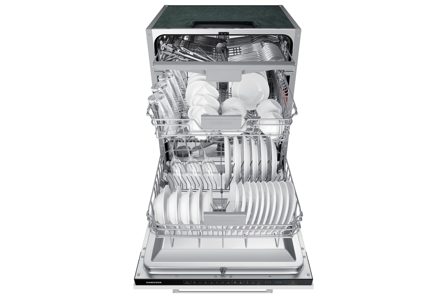 Samsung Lavastoviglie da Incasso DW60CG530B00 - 60 cm, 14 Coperti, Classe D, A Scomparsa Totale, 7 Programmi, Controllo Touch, Nero
