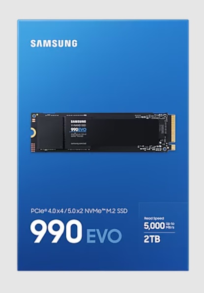 Samsung 990 EVO SSD 2 TB M.2 PCI Express 4.0 NVMe V-NAND TLC - Velocità di lettura 5000 MB/s, scrittura 4200 MB/s