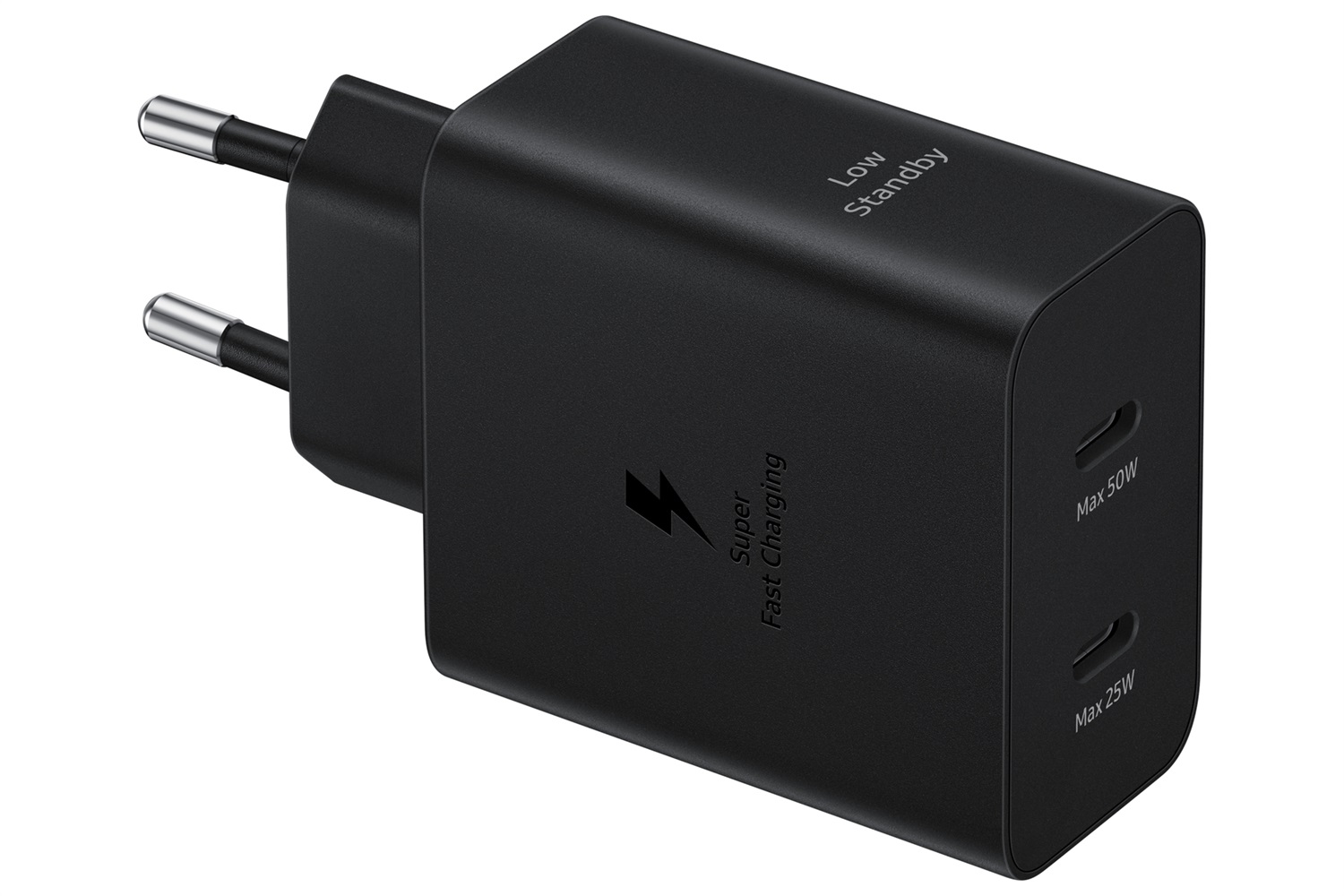 Samsung EP-T5020 Caricabatterie 50W Super Fast Charging con 2 porte USB-C e cavo incluso, Nero