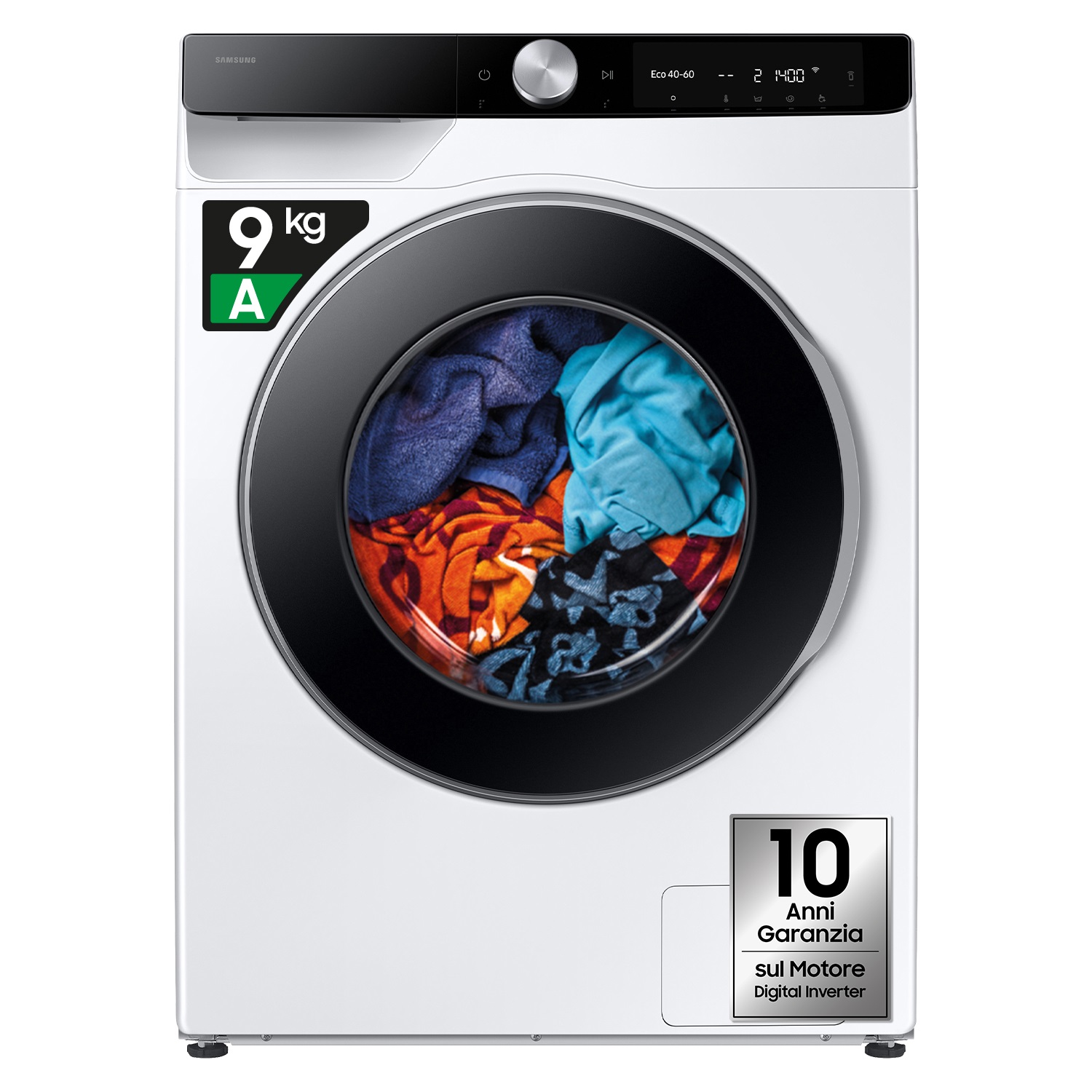 Samsung Lavatrice 9 Kg AI Control Ecodosatore Wi-Fi Vapore Classe A 1400 giri Frontale WW90DG6U85LKU3