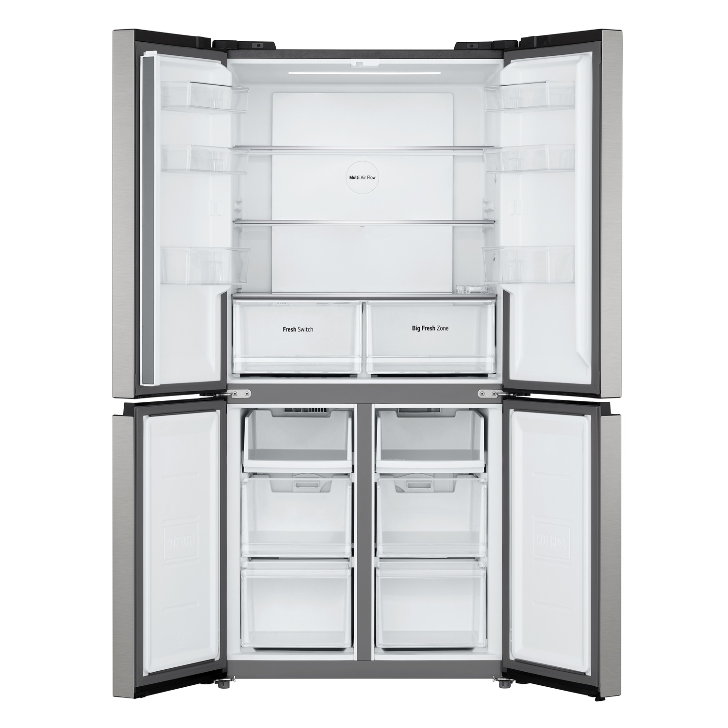 LG GMM41MSBEM Frigorifero Multidoor Slim 474L Classe E Total No Frost con Cassetto Fresh Switch e Multi Air Flow, Silver