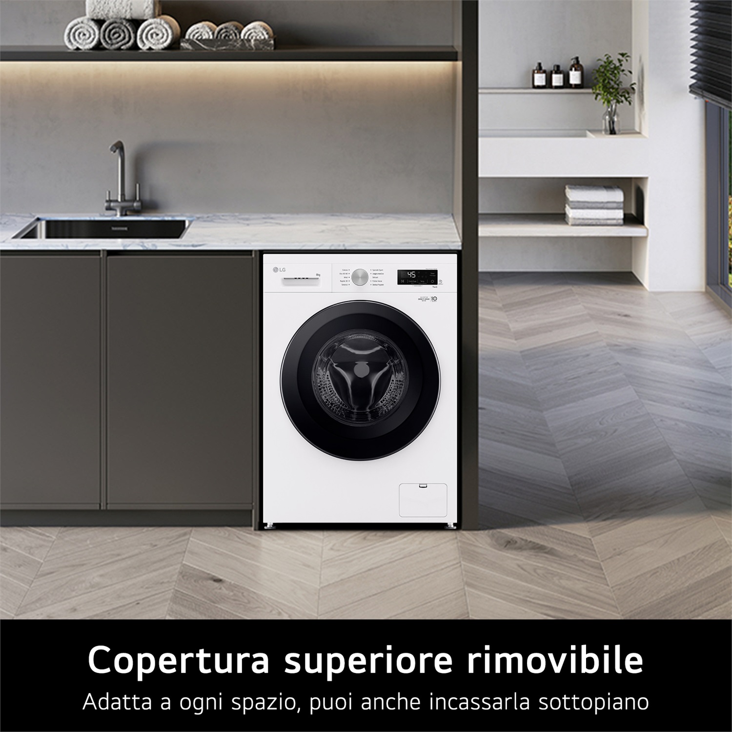 LG F4NX1008NWK Lavatrice Frontale 8kg, Classe A, 1400 giri, 10 Programmi, 6 Motion, Allergy Care, Profondità 55 cm, Ivory White