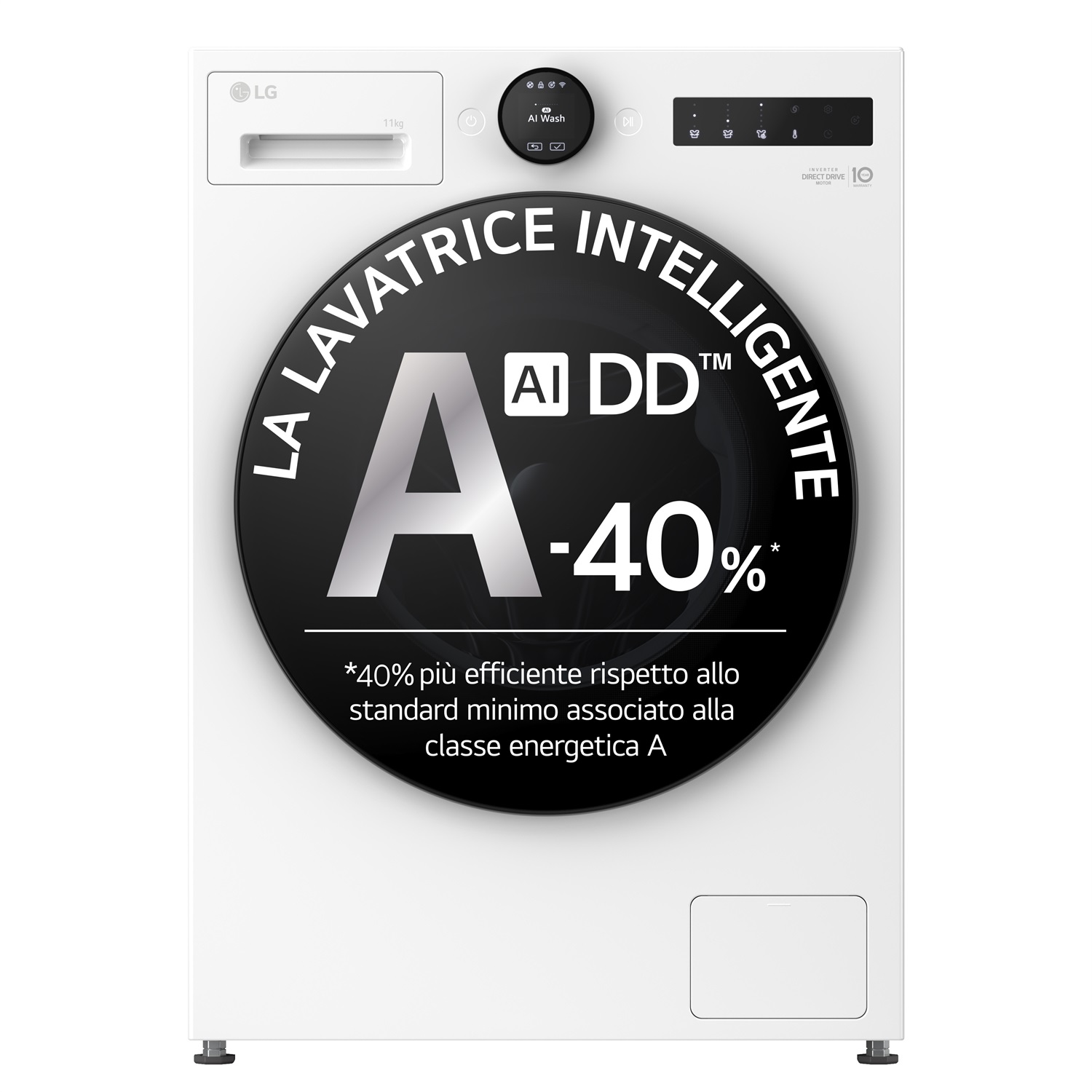 LG F4X7011TWB Lavatrice 11kg Carica Frontale, 1400 giri/min, Classe A-40%, AI DD™, TurboWash, Wi-Fi, Display Easy Circle