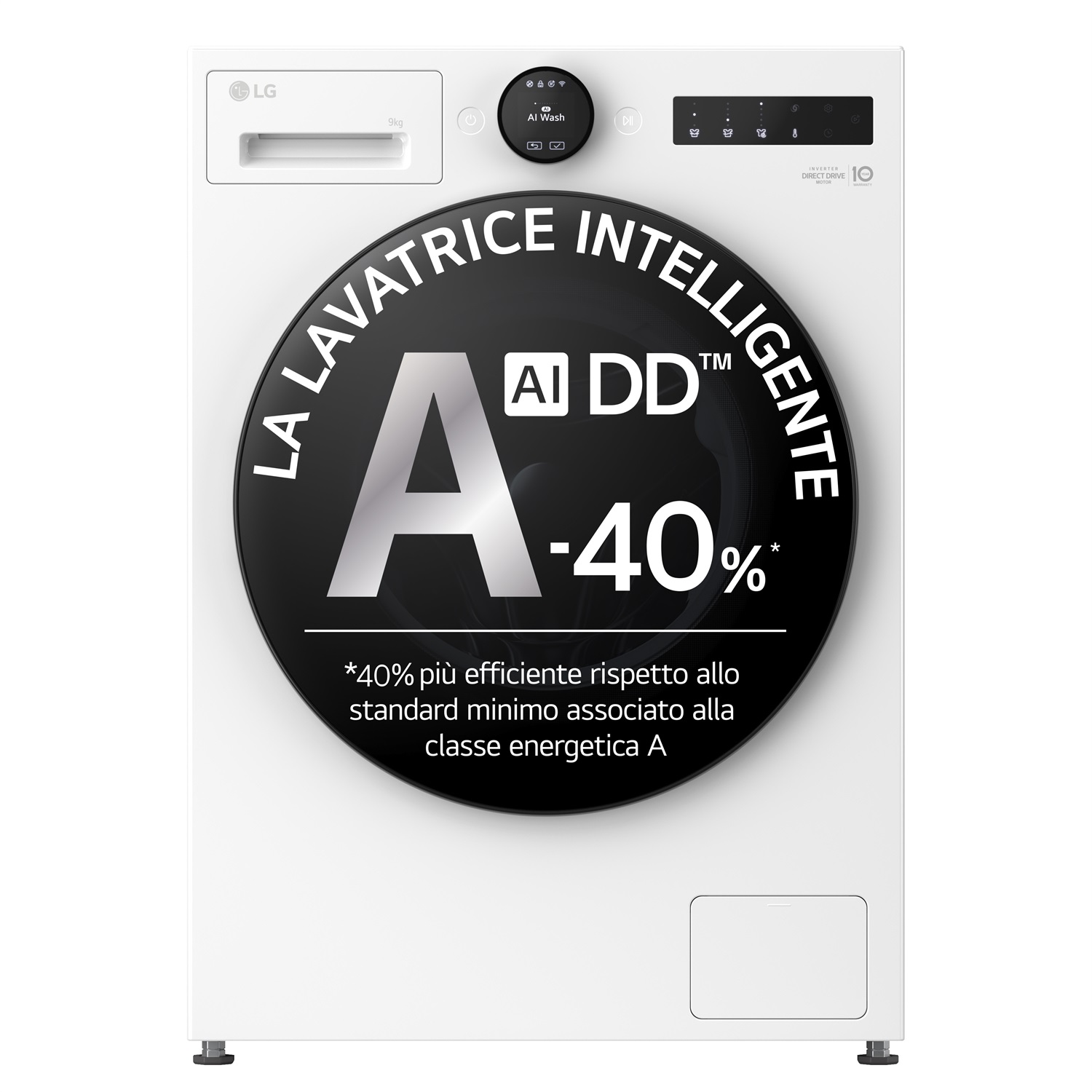 LG Lavatrice F4X7009TWB 9 Kg Classe A 1400 Giri AI DD WiFi Vapore - Essence White