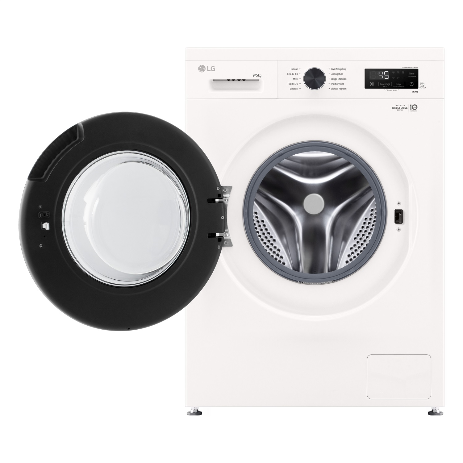 LG W4NX1095NWB Lavasciuga 9/5kg Classe A/E, 1400 giri, Wi-Fi, 6 Motion Direct Drive, Vapore Allergy Care, Top Rimovibile, Bianca