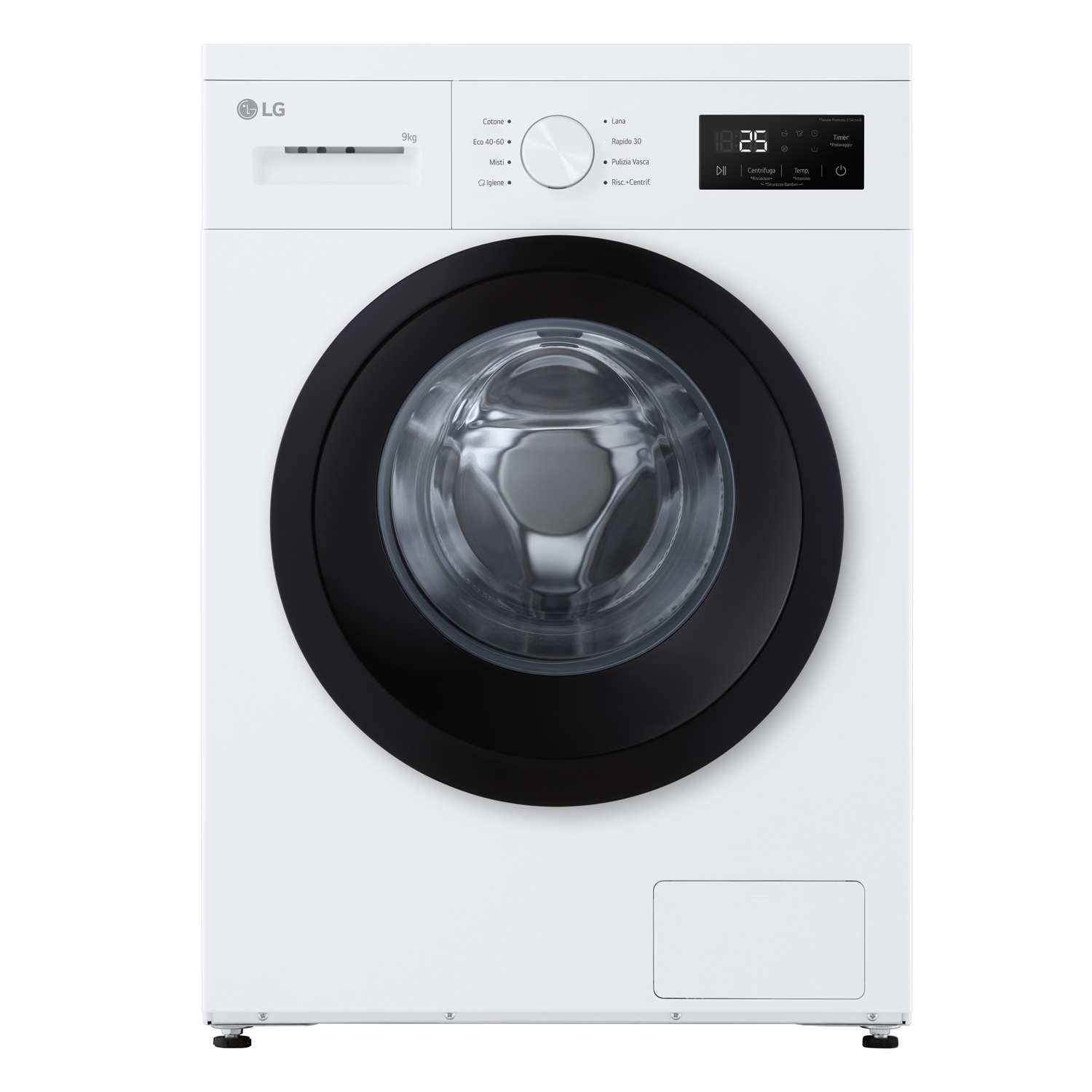 LG F4NA1009NWK Lavatrice 9 kg Carica Frontale Classe A 1400 Giri Programma Igiene con Vapore Top Rimovibile Libera Installazione Design Minimalista Bianco