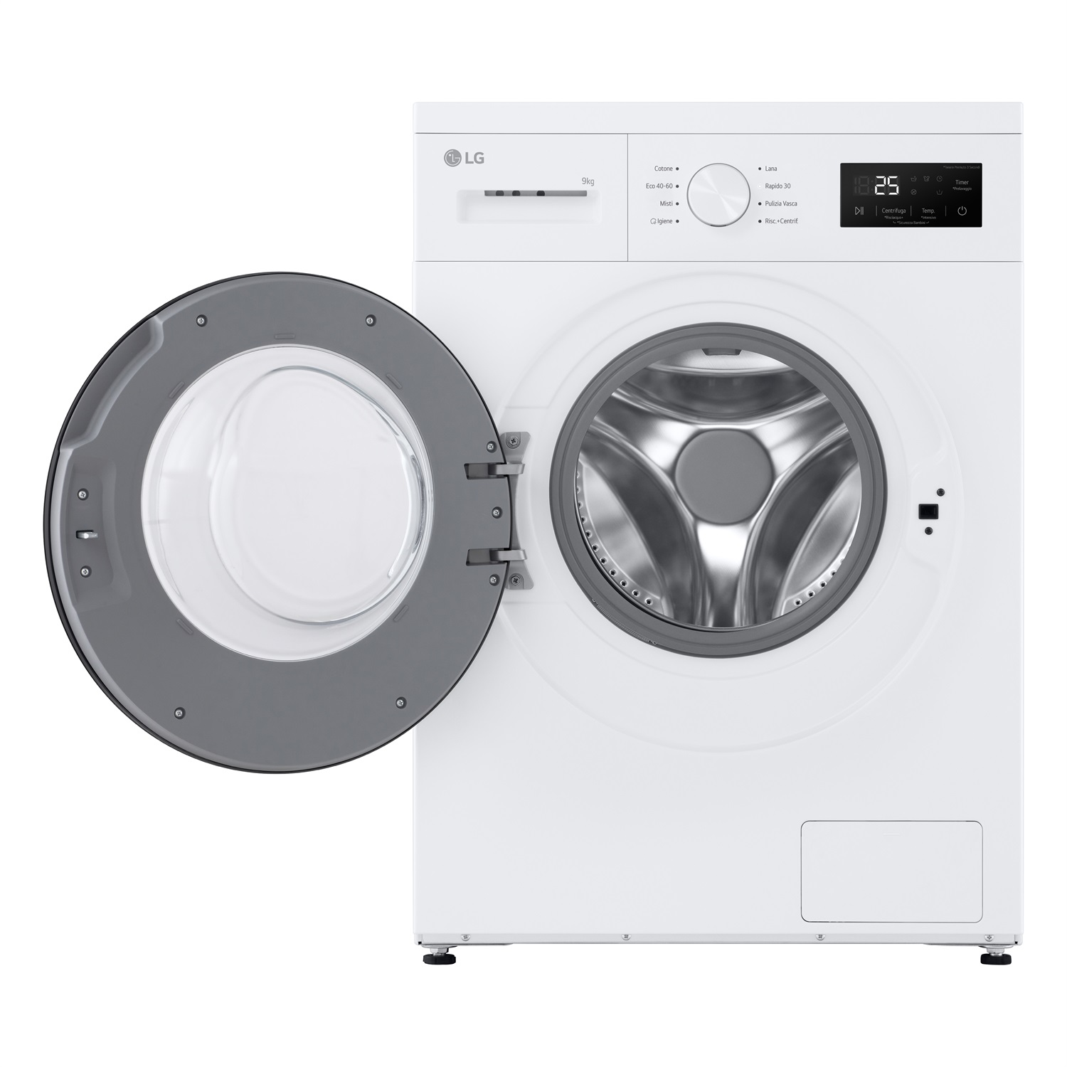 LG F4NA1009NWK Lavatrice 9 kg Carica Frontale Classe A 1400 Giri Programma Igiene con Vapore Top Rimovibile Libera Installazione Design Minimalista Bianco