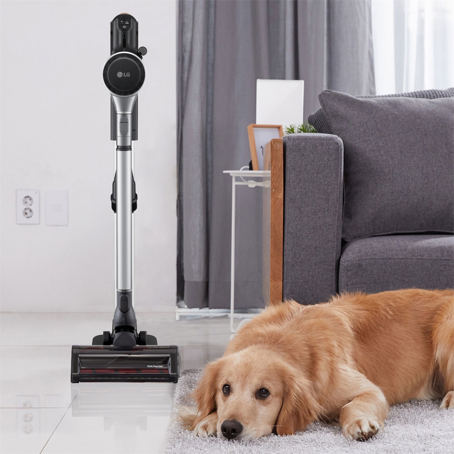 LG CordZero A9K Core3S - Aspirapolvere senza Fili Kompressor 260W, Autonomia 120 min, 2 Batterie, Spazzola Dual Floor Max con LED, 2 Accessori, Filtro 5 Strati, Wi-Fi, Fantasy Silver