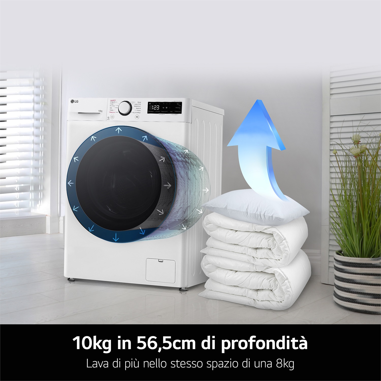 LG F4WR6010AGW Lavatrice 10kg AI DD, Carica Frontale, Classe A-10%, 1400 giri, TurboWash 360, Lavaggio a Vapore, Bianco