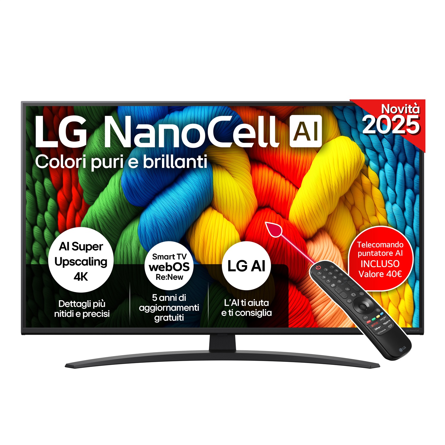 LG NanoCell AI 43NANO81A6A TV 43'' 4K Ultra HD, α7 Gen8, HDR10, 20W, 3 HDMI, Smart TV WebOS 25 con Game Optimizer