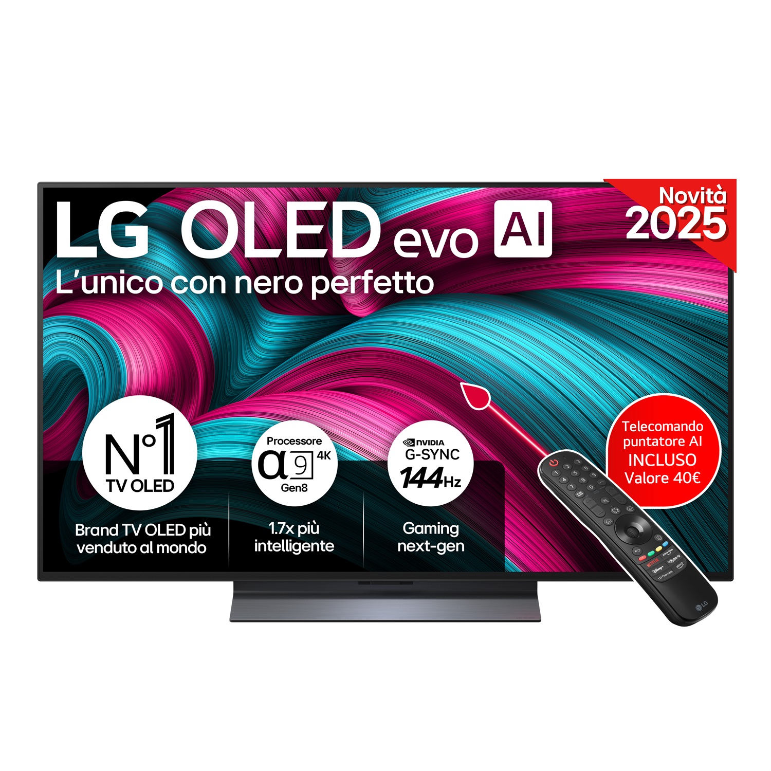 LG OLED evo AI OLED48C55LA TV Serie C5 48'' 4K UHD, α9 Gen8, Dolby Vision, 40W, 4 HDMI, VRR 144Hz, Smart TV WebOS 25