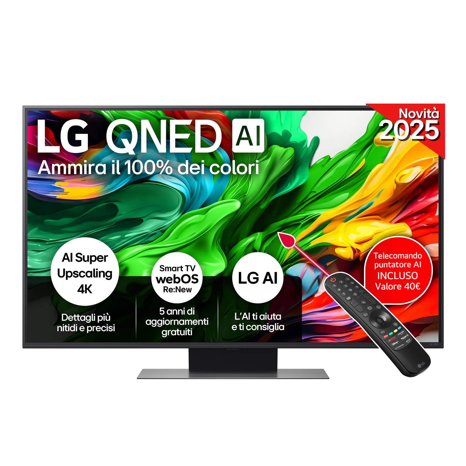 LG QNED evo AI 50QNED86A6C Smart TV 50'' 4K HDR10, α7 Gen8, 20W, 3 HDMI con Game Optimizer e WebOS 25