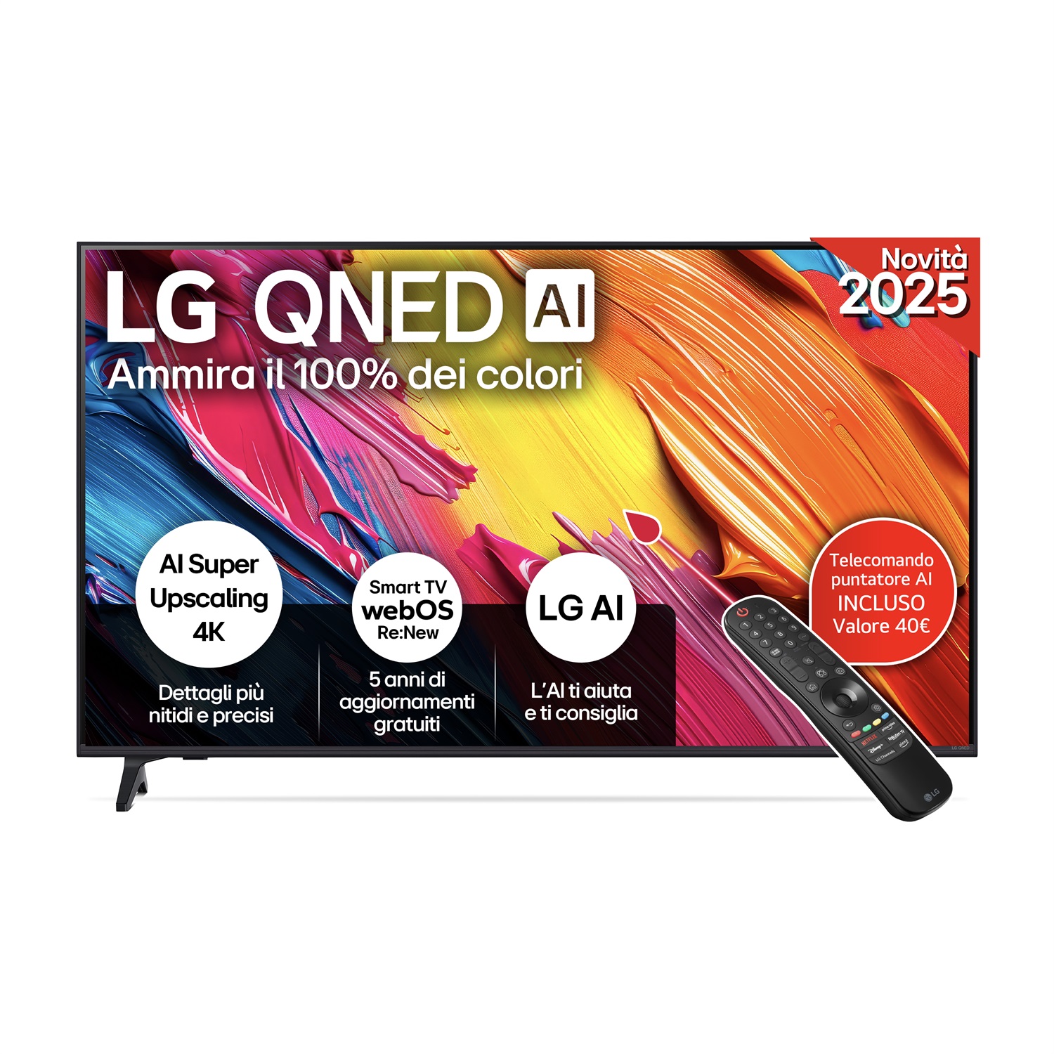 LG QNED AI 50QNED70A6A TV 50'' 4K, α7 Gen8, HDR10, 20W, 3 HDMI, Game Optimizer, Smart TV WebOS 25
