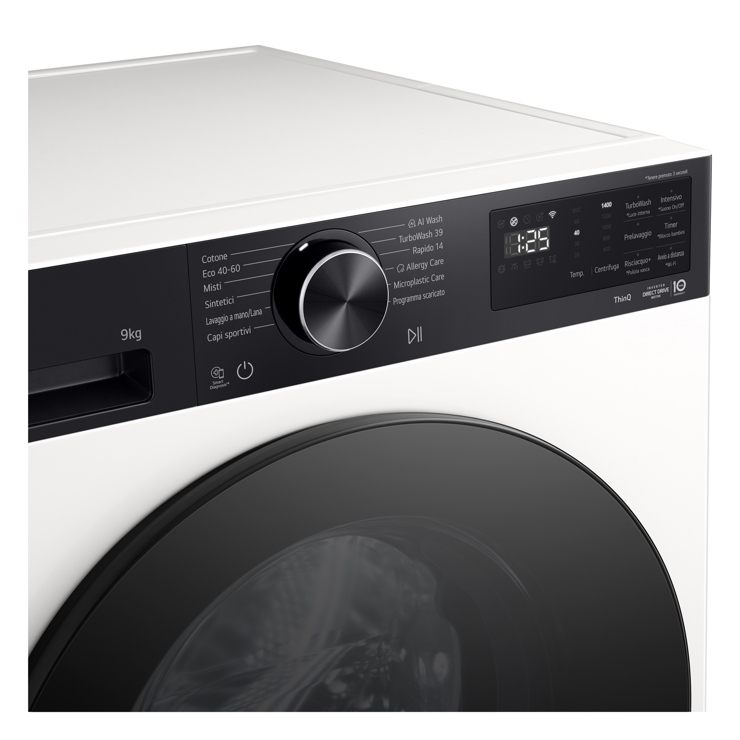 LG F4NX5009THB - Lavatrice 9 Kg Carica Frontale, 1400 giri/min, Classe A, Wi-Fi