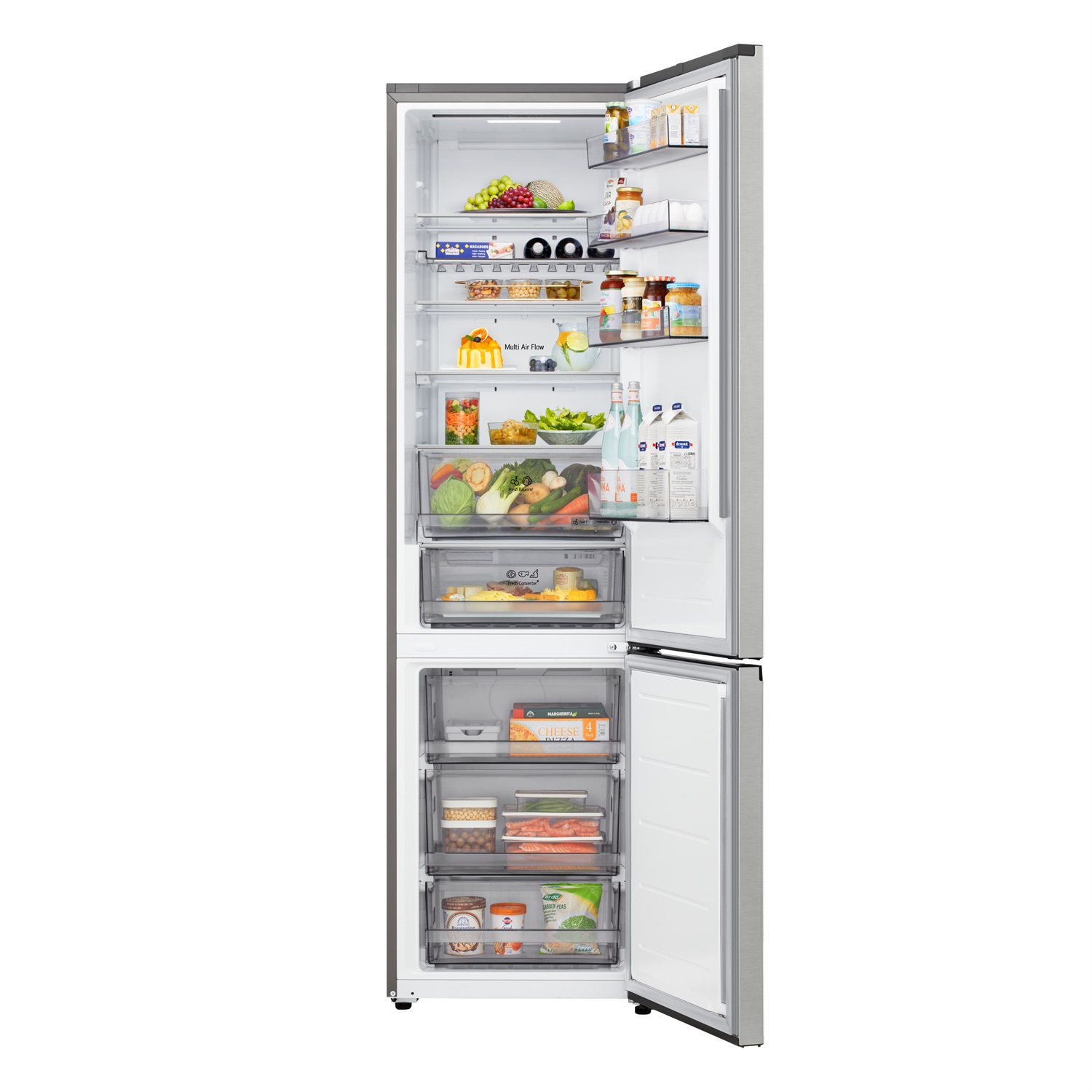 LG Electronics Frigorifero Combinato GBBS323CPY Fit e Max 60cm, Capacità 375L, Classe C, AI Inverter, Prime Silver