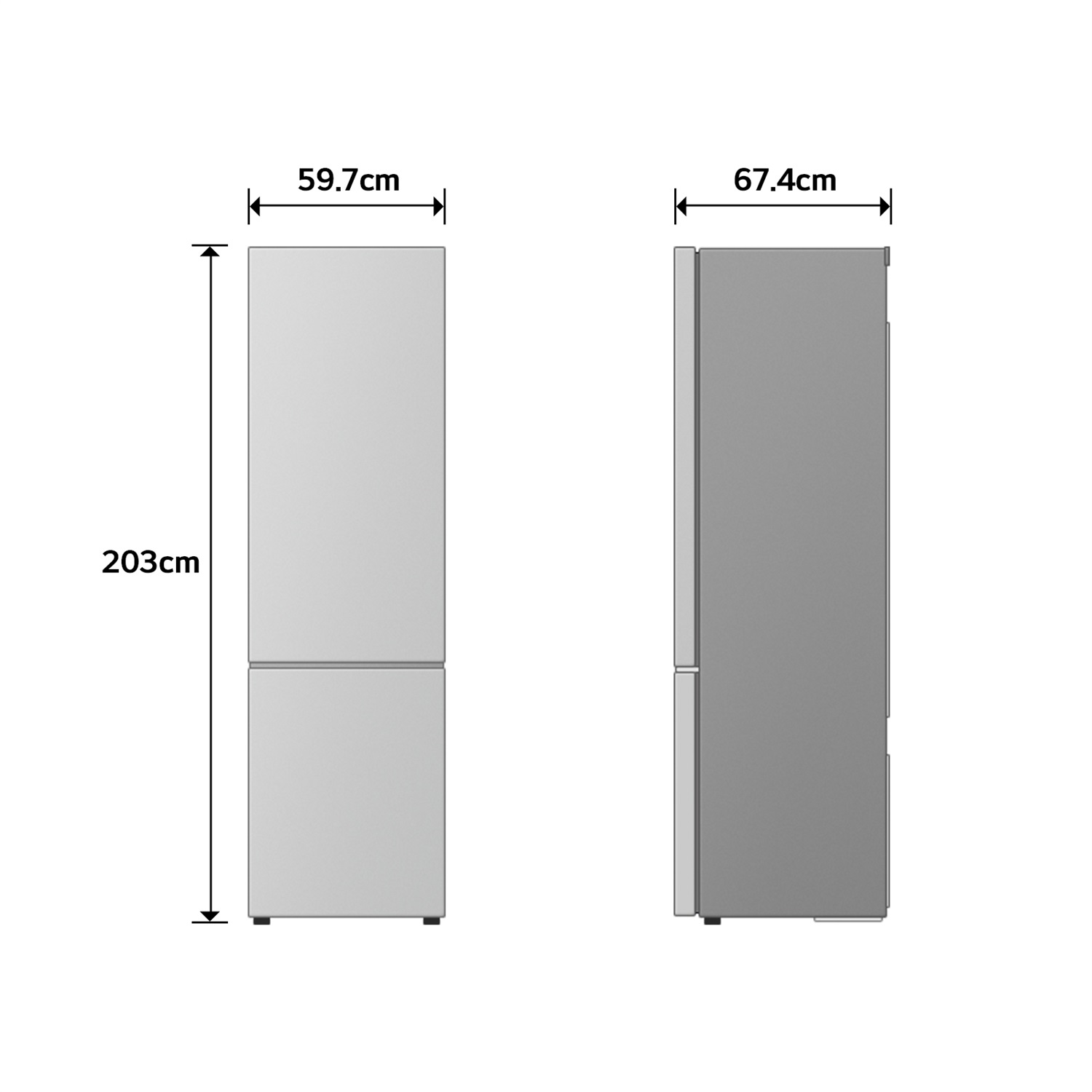 LG Electronics Frigorifero Combinato GBBS323CPY Fit e Max 60cm, Capacità 375L, Classe C, AI Inverter, Prime Silver