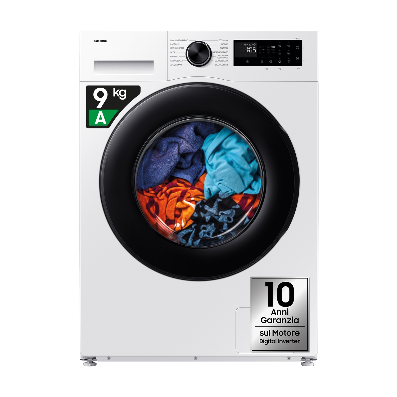 Samsung WW90DG5G34AEET Lavatrice Slim 9 kg 1400 Giri/min Classe A Wi-Fi Vapore Bianco