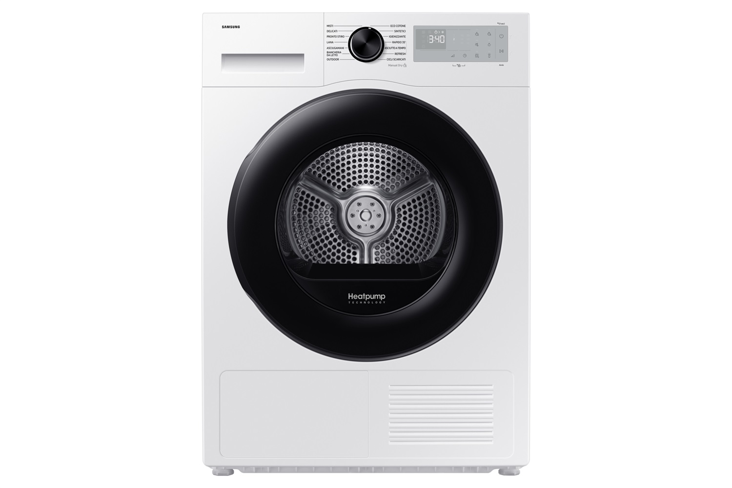 Samsung Asciugatrice Crystal EcoDry 9 Kg DV90DG52A0AHET - Pompa di Calore, Classe A , Wi-Fi, Oblò Nero