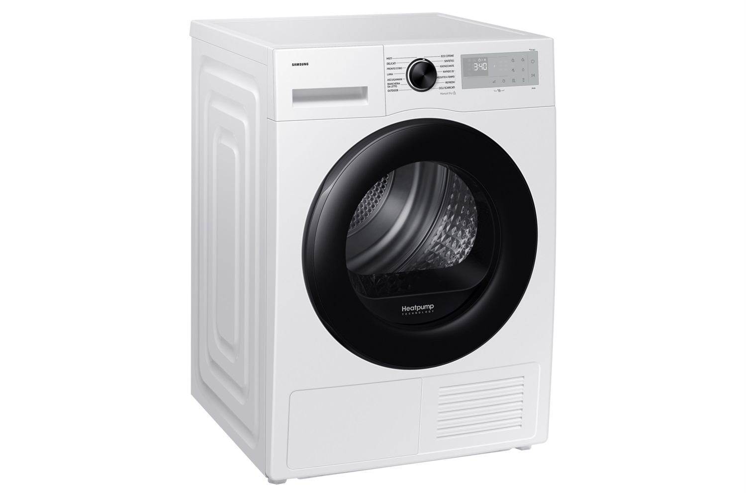 Samsung Asciugatrice Crystal EcoDry 9 Kg DV90DG52A0AHET - Pompa di Calore, Classe A , Wi-Fi, Oblò Nero