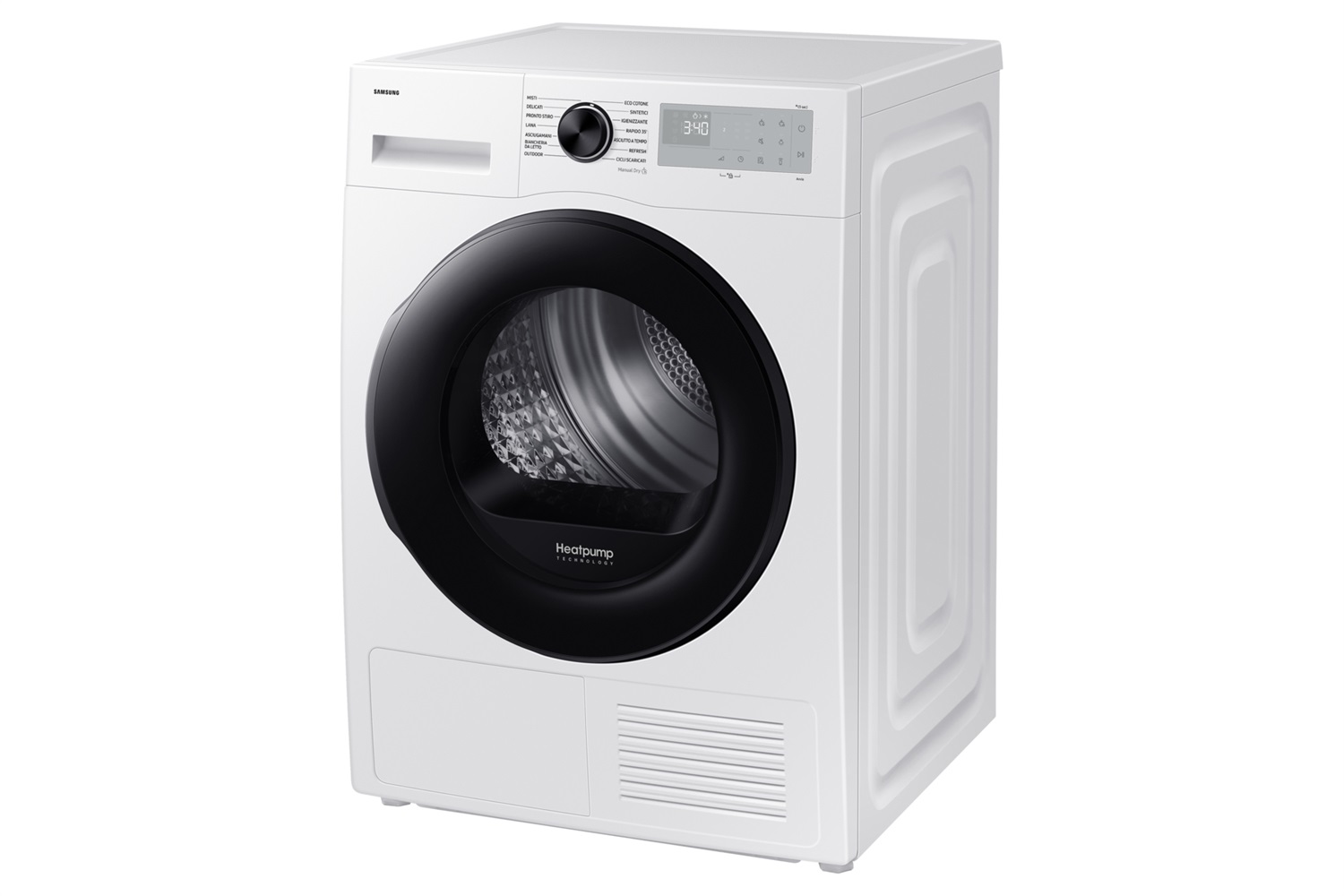 Samsung Asciugatrice Crystal EcoDry 9 Kg DV90DG52A0AHET - Pompa di Calore, Classe A , Wi-Fi, Oblò Nero