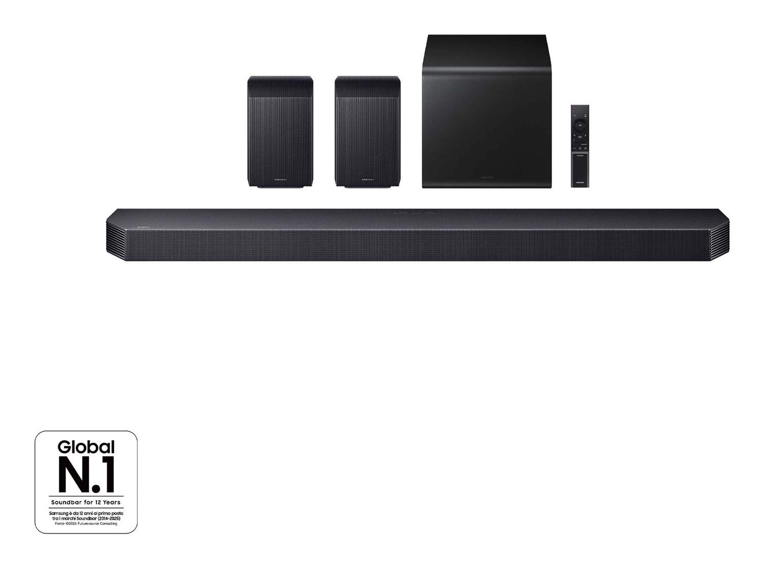 Samsung Soundbar HW-Q930F/ZF, 9.1.4 Canali, 580W, Wireless con Subwoofer, Dolby Atmos, DTS:X, Titan Black, 2025