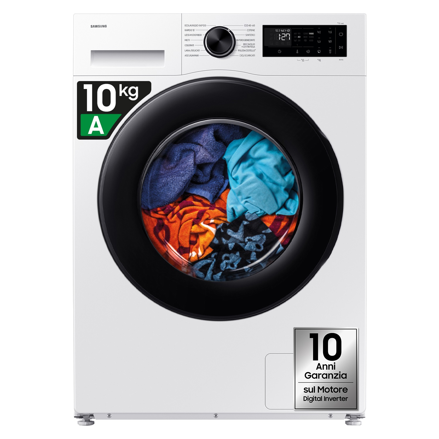 Samsung Lavatrice Crystal Clean 10Kg WW10FG5U34AEET - Caricamento Frontale, Classe A, 14 Programmi, 72 dB, Intelligenza Artificiale AI Control