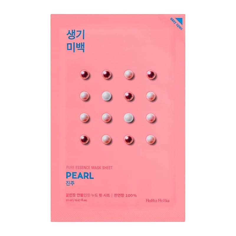 Holika Holika Pure Essence Mask Sheet - Pearl, Maschera Viso in Tessuto Illuminante con Estratto di Perle, Effetto Lifting, 20 ml