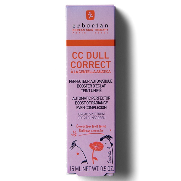 Erborian CC Dull Correct 15 ml - CC Cream Illuminante per Viso con Pigmenti Viola e Micro Perle Riflettenti