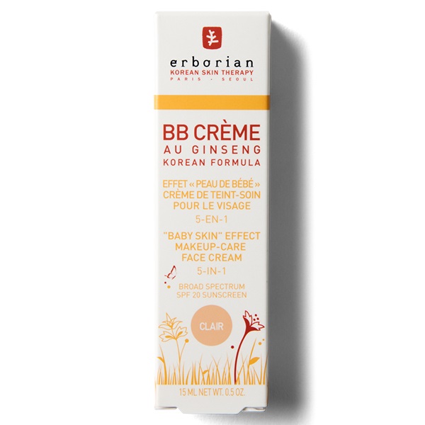 Erborian BB Crème Clair 40ml - Crema Colorata con SPF 20, Effetto Pelle di Bambino, Idratante e Nutriente