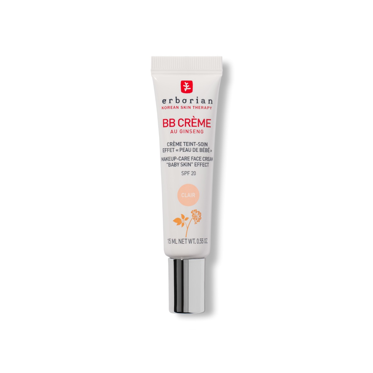 Erborian BB Cream 15 ml - Crema Colorata Idratante con Ginseng Bianco, Effetto Baby Skin e SPF 20
