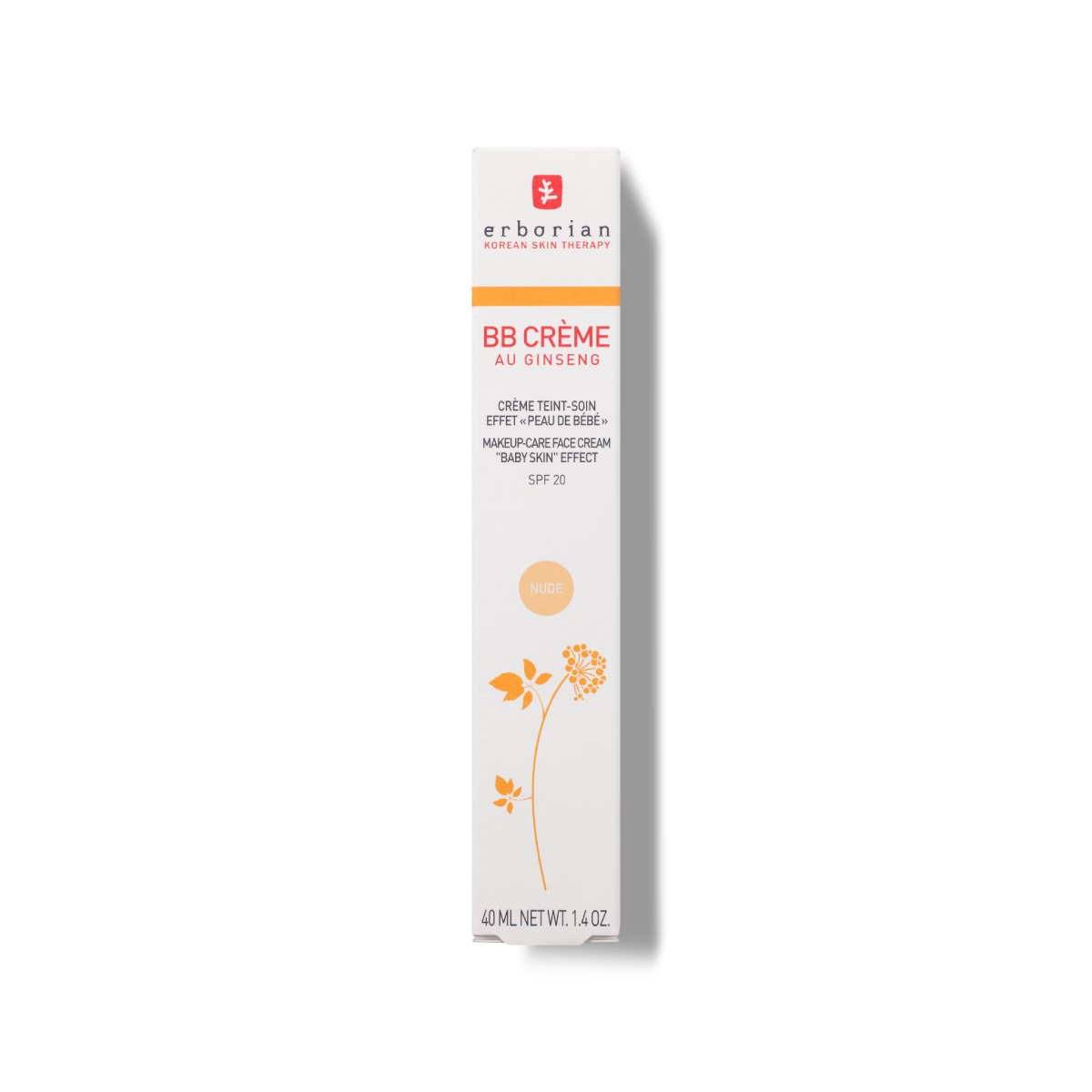 Erborian BB Crème Nude 40 ml - Crema Colorata Idratante con SPF 20, Effetto Pelle di Bambino, Trattamento e Trucco