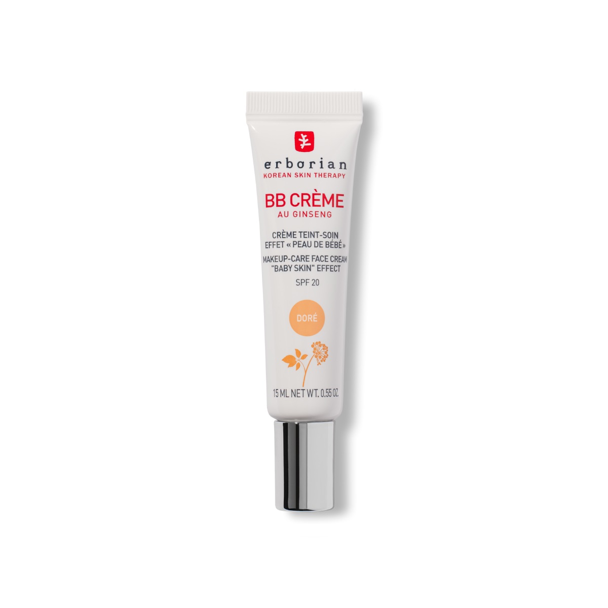 Erborian BB Crème Doré 15 ml - Crema Colorata Idratante con Ginseng, Effetto 'Baby Skin', SPF 20
