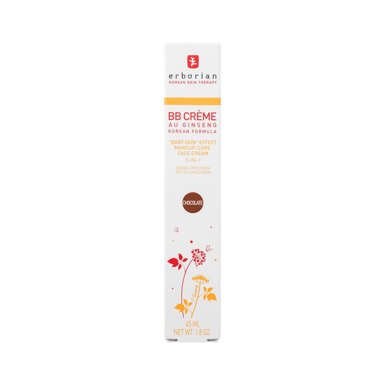 ERBORIAN BB Crème al Ginseng 40 ml - Chocolat - Crema Colorata Idratante 5-in-1 con SPF 20