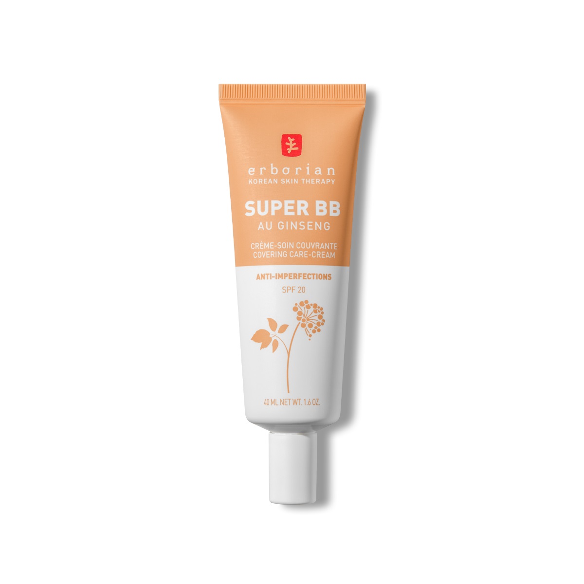 Erborian Super BB Cream Doré 40 ml - BB Cream Idratante con Ginseng e SPF 20 per Copertura Elevata delle Imperfezioni