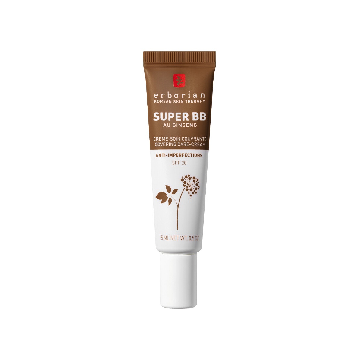 Erborian Super BB Crème au Ginseng Chocolat 15ml - Fondotinta Correttivo Alta Copertura SPF 20