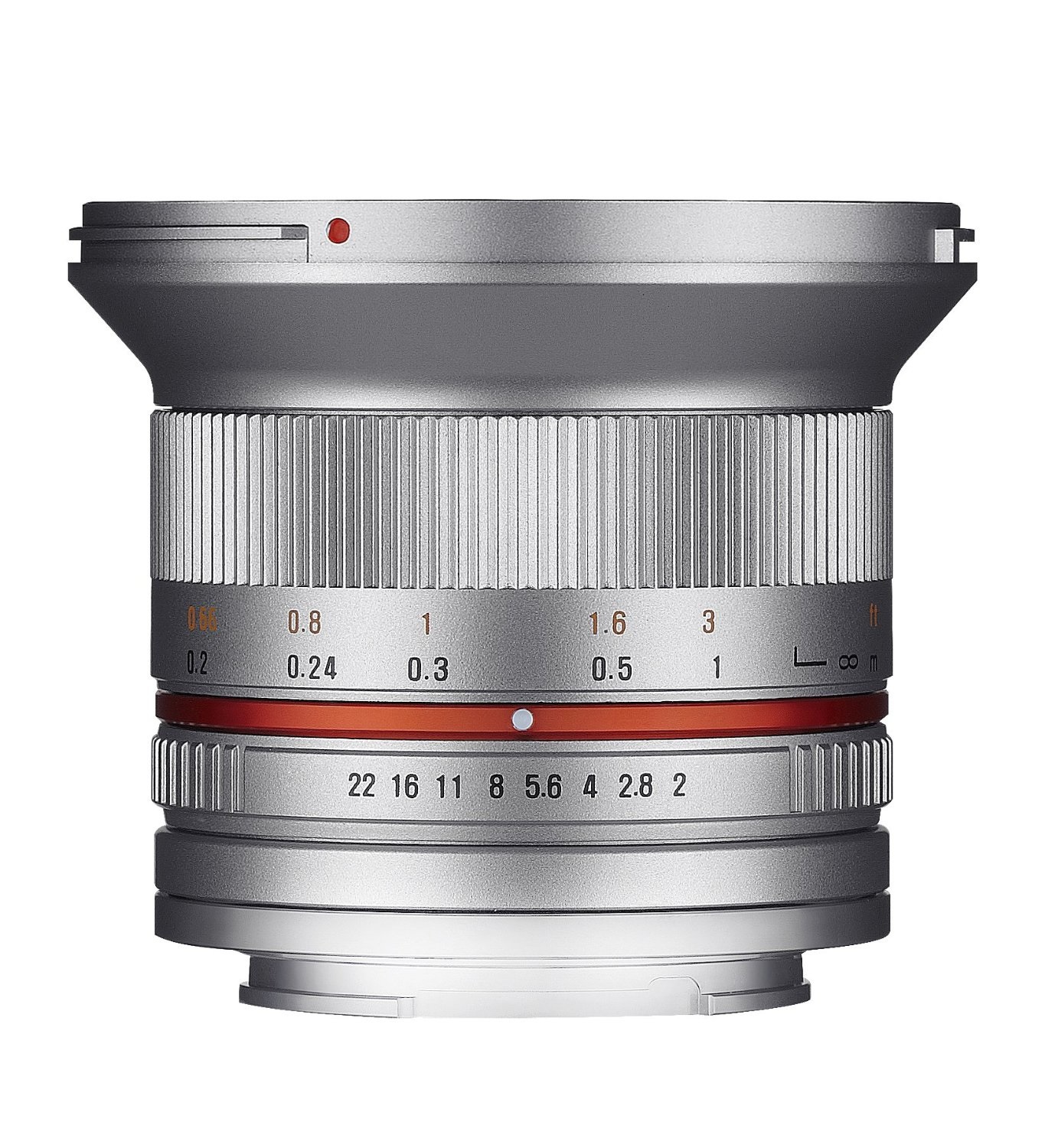 Samyang 12mm f/2.0 NCS CS Silver - Obiettivo grandangolare per Micro Four Thirds, apertura f/2-22, diametro filtro 67mm