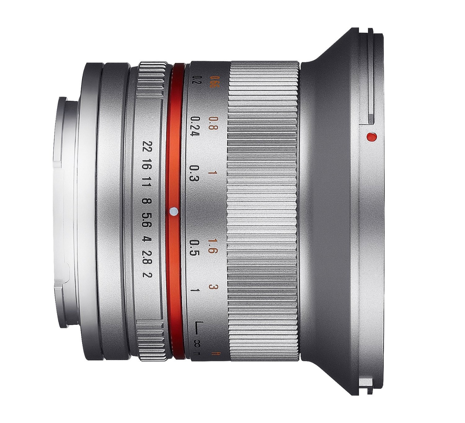 Samyang 12mm f/2.0 NCS CS Silver - Obiettivo grandangolare per Micro Four Thirds, apertura f/2-22, diametro filtro 67mm