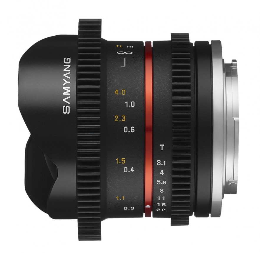 Samyang 8mm T3.1 V-DSLR UMC Fish-eye II per Fuji X - Obiettivo fish-eye per video professionali