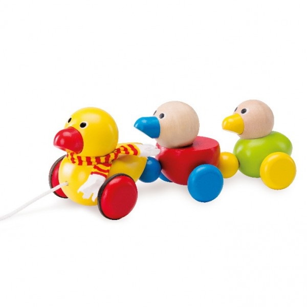 Wonderworld Famiglia Papere - Gioco Trainabile in Legno, 12m , Sviluppo Motorio e Coordinazione