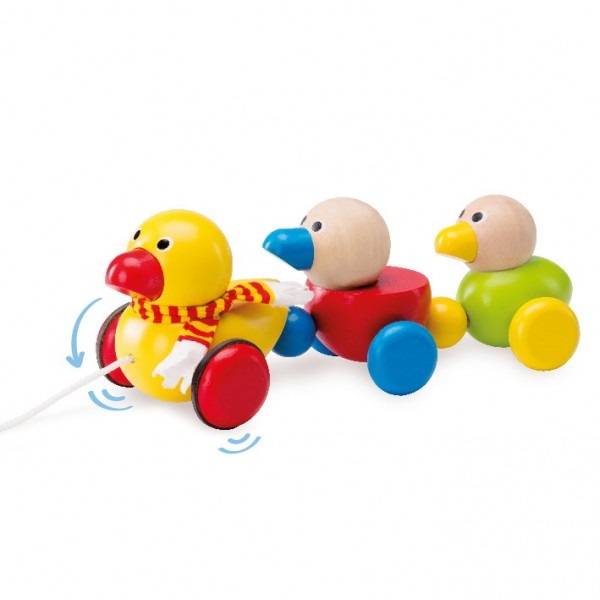 Wonderworld Famiglia Papere - Gioco Trainabile in Legno, 12m , Sviluppo Motorio e Coordinazione