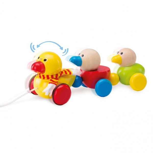 Wonderworld Famiglia Papere - Gioco Trainabile in Legno, 12m , Sviluppo Motorio e Coordinazione