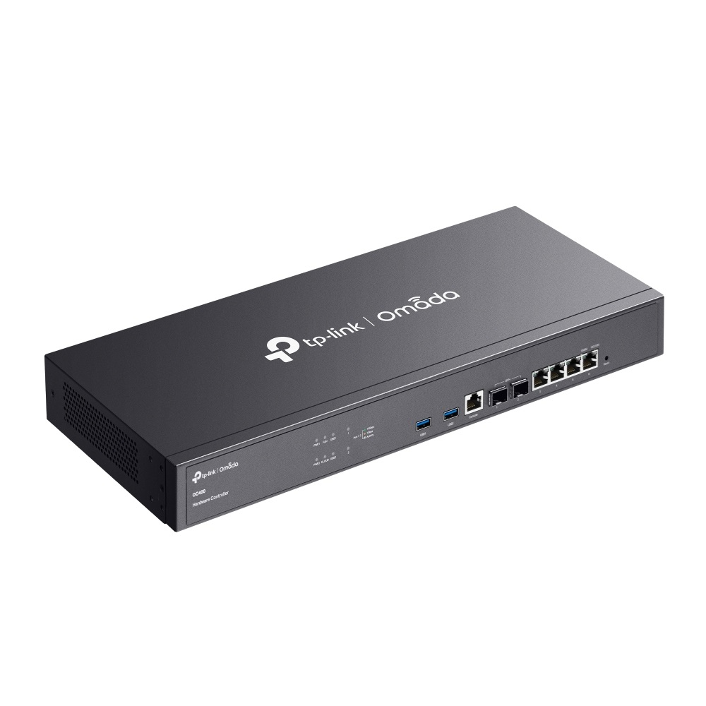 TP-Link Omada OC400 - Controller Hardware per gestione reti, fino a 1000 dispositivi, 2 porte SFP 10G, 4 porte Ethernet 10/100/1000, 8 MB DDR4, 32 GB SSD, Grigio