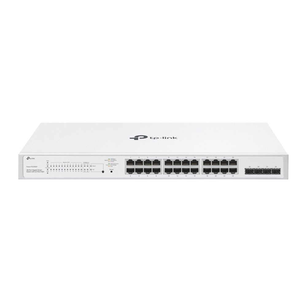 TP-Link Festa FS328GP Switch di rete Smart 28 Porte Gigabit con 24 RJ45 PoE , 250W, L2/L2 , Gestione Cloud