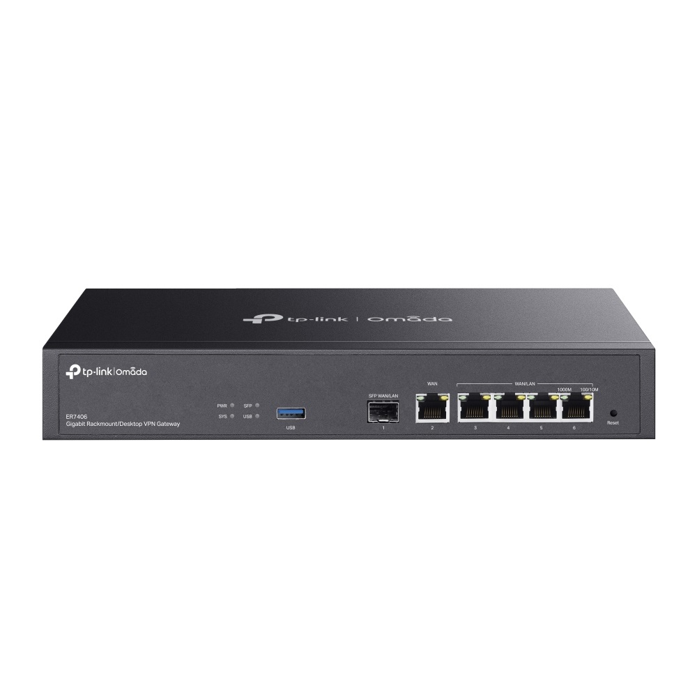 TP-Link ER7406 Router Cabalato Gigabit Ethernet Nero - 10/100/1000 Mbps, 4 Porte, WAN Ethernet