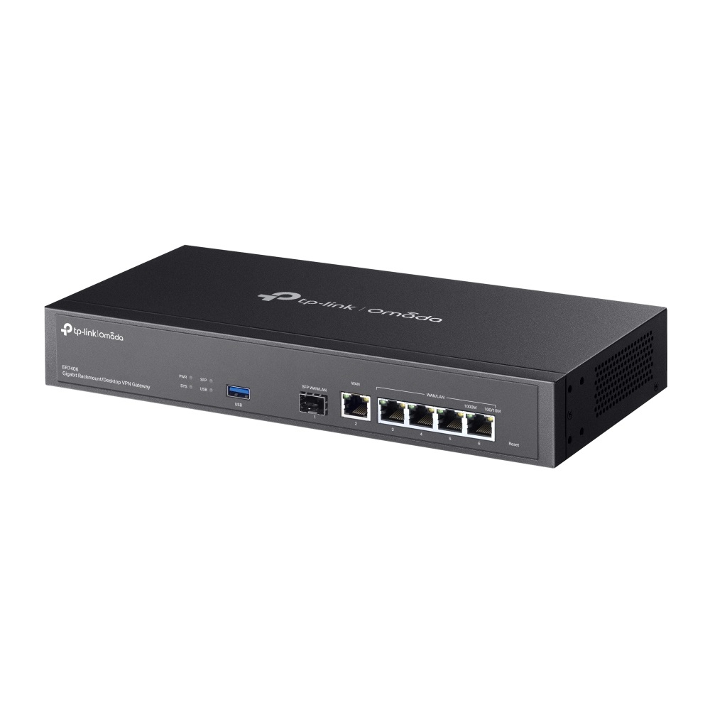TP-Link ER7406 Router Cabalato Gigabit Ethernet Nero - 10/100/1000 Mbps, 4 Porte, WAN Ethernet