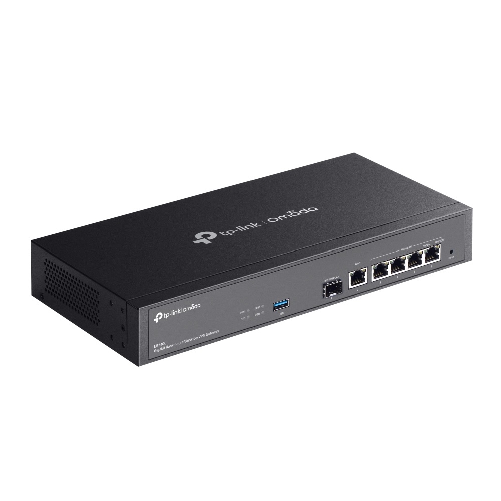 TP-Link ER7406 Router Cabalato Gigabit Ethernet Nero - 10/100/1000 Mbps, 4 Porte, WAN Ethernet