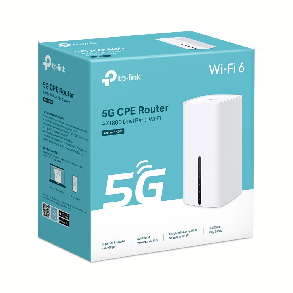 TP-Link Archer NX200 Router Wi-Fi 6 AX1800 Mbps Dual Band 5G con Gigabit WAN/LAN, Plug & Play, Beamforming, EasyMesh, HomeShield, Bianco