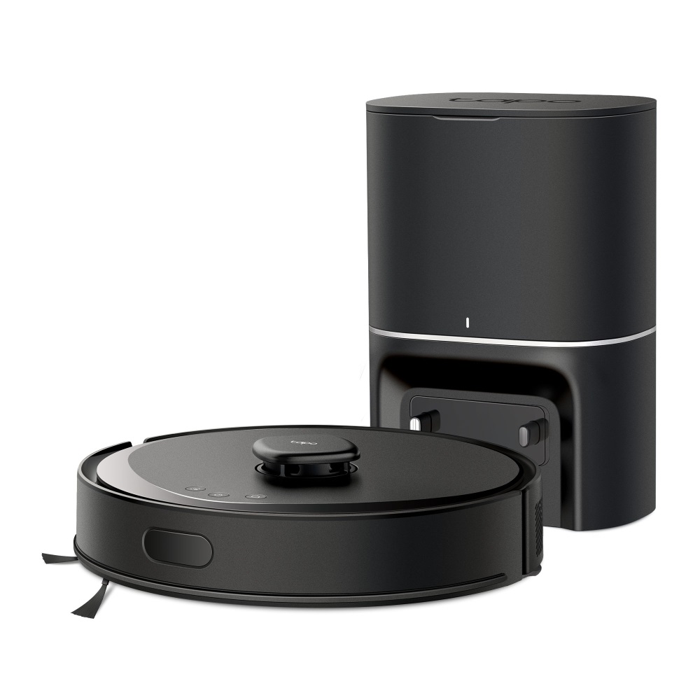 TP-Link Tapo RV30 Max Plus Aspirapolvere Robot 3 L Sacchetto per la Polvere Nero - 55 dB, Batteria 2600 mAh