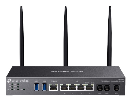 TP-Link Omada AX3000 Router Gigabit Desktop DSL Gateway Wi-Fi 6 Dual-band (2.4 GHz/5 GHz) Nero [DR3650V]